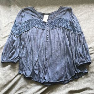 free people navy blue blouse